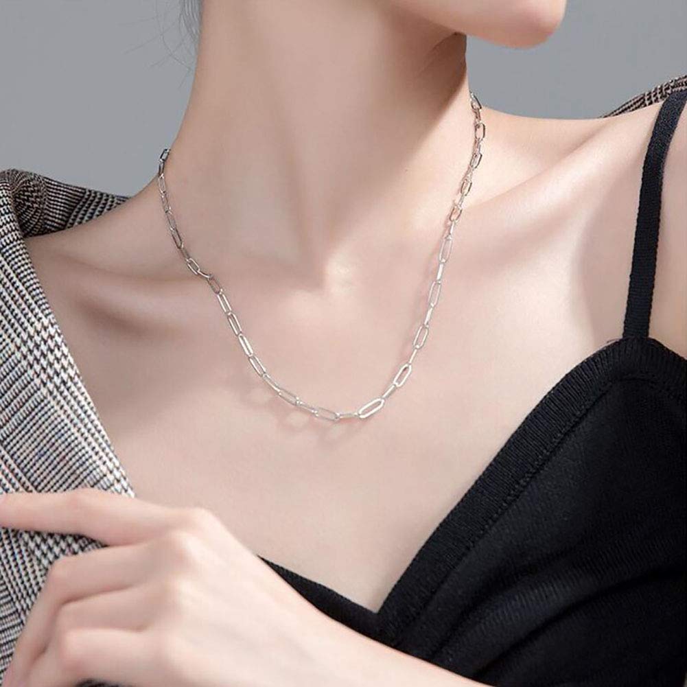 Naszyjnik z łańcuszkiem spinacza Pozłacany Dainty Link dla kobiet dziewczynki Spersonalizowana minimalistyczna biżuteria Silver-5mm