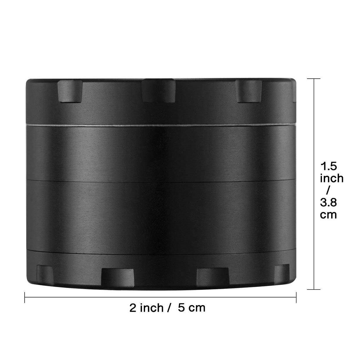 iLC Grinder pour Spice, Herb Moulin Broyeur Avec Pollen Catcher 2 Pouce- Fabriqué en Alliage de zinc durable - 4 Pièces - dents en forme de diamant (Noir)