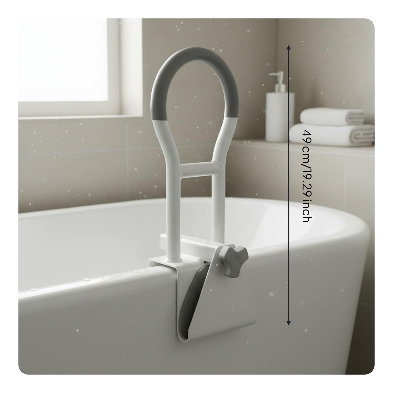 Barra de Apoyo para Baño Barra de Asidero Manija Antideslizante con Abrazadera Segura Ajustable Soporta Hasta 80kg y PVC con Acabado Suave Adecuada, Mejora+Dipped