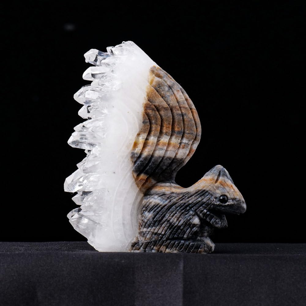 Pierre de Cristal Naturel écureuil en quartz pour embellir votre salon