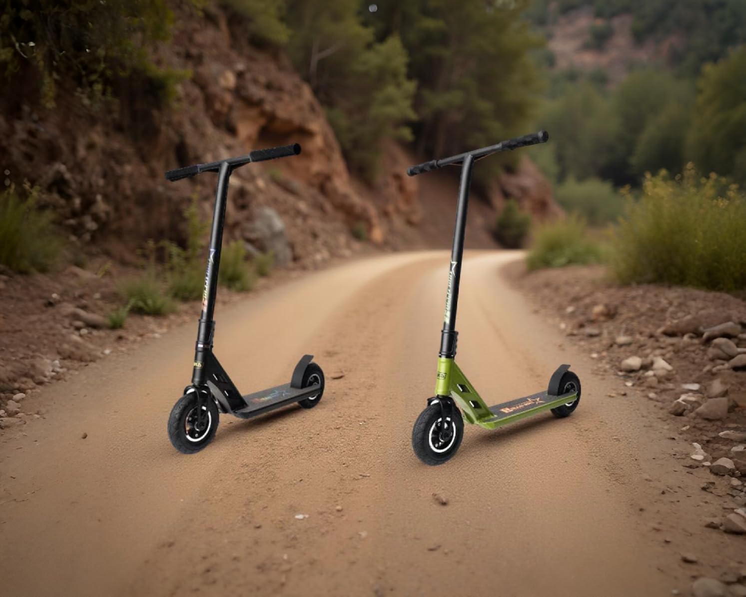 NKD Stunt Scooter Bullit Dirt | Pneumatici da 200 mm | Robusto alluminio 6061 | Progettato per durare a lungo con cuscinetti ABEC-9 | Manubrio a 360°