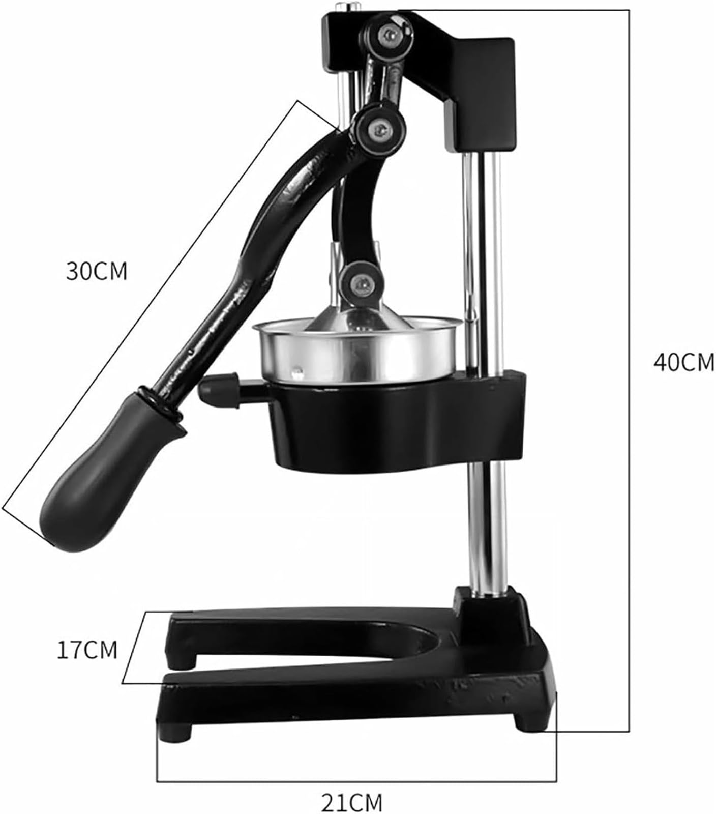 Presse-agrumes manuel robuste, presse-citron en acier inoxydable et en fonte avec base antidérapante et filtre Anti-colmatage, noir(Gray)