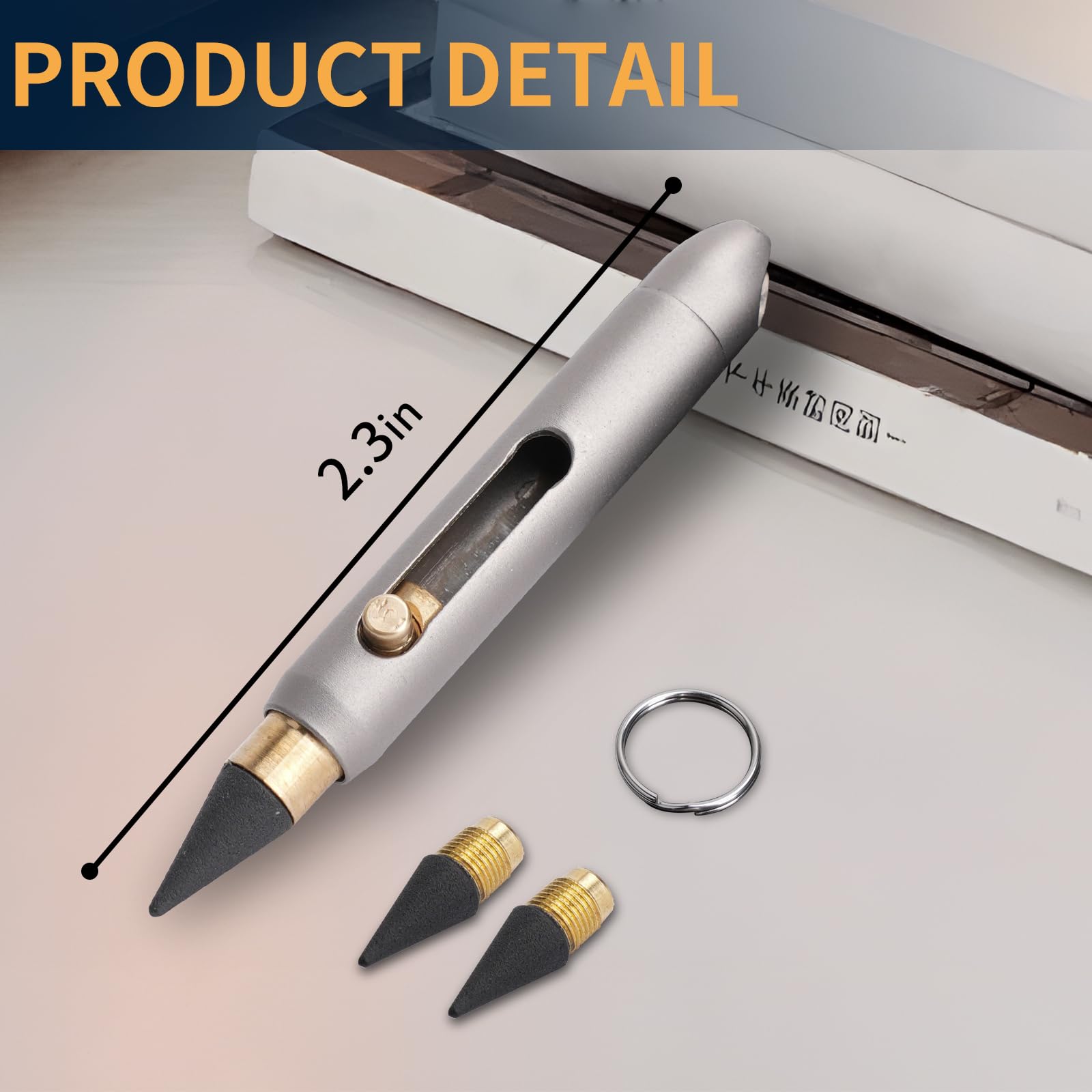 SMOOTHERPRO Mini Infinity Pencil | With Keychain | TItanium | Portable | Infinity Inkless Metal Pencil | For Note Taking Sketch Drafting Writing Office (FM01) - Image 2