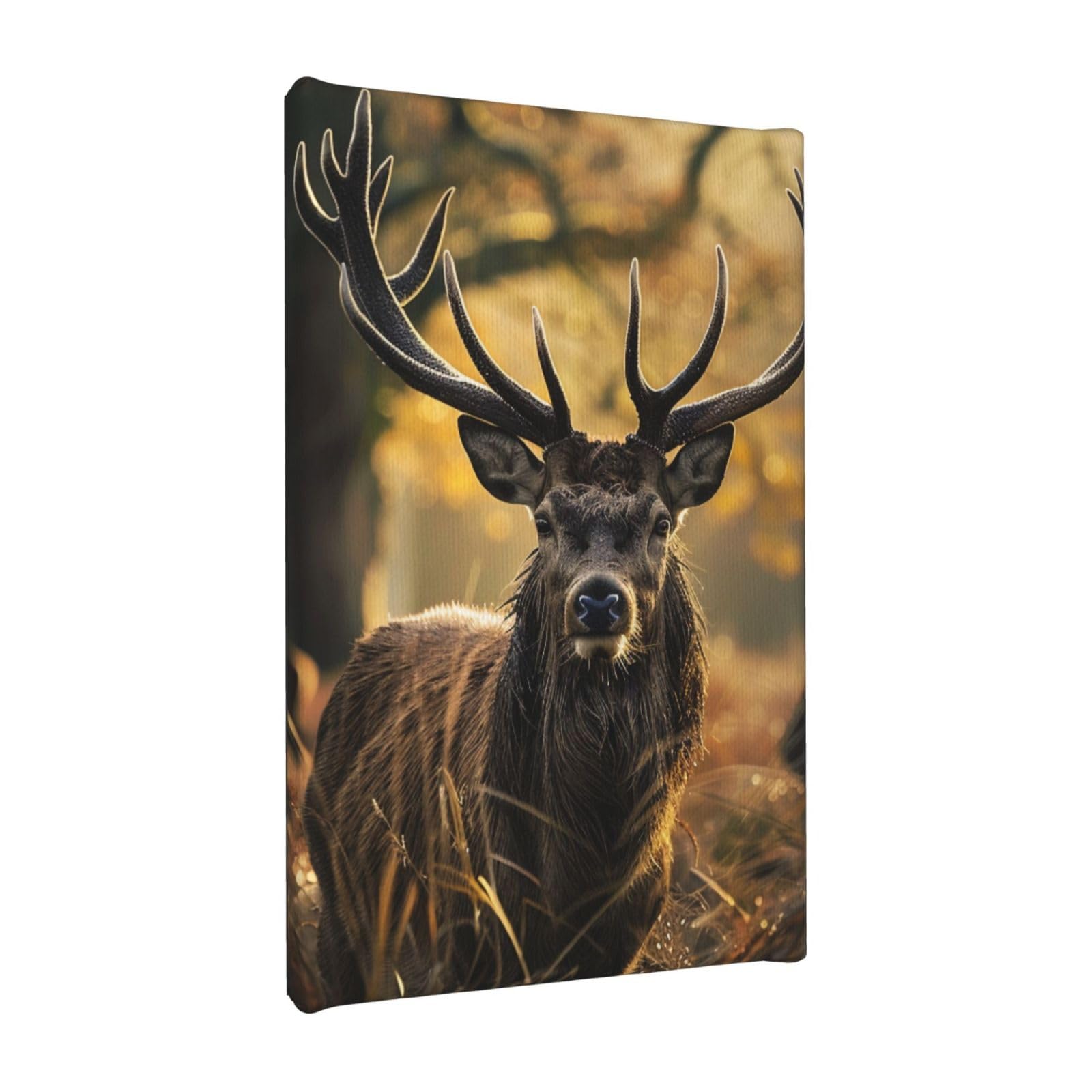YKLJG Antler Red Deer Printed Wall Art Canvas Painting 20x30 CM Wooden Framed Picture Painting Artwork Prints for Bedroom Kitchen Home Office Decor