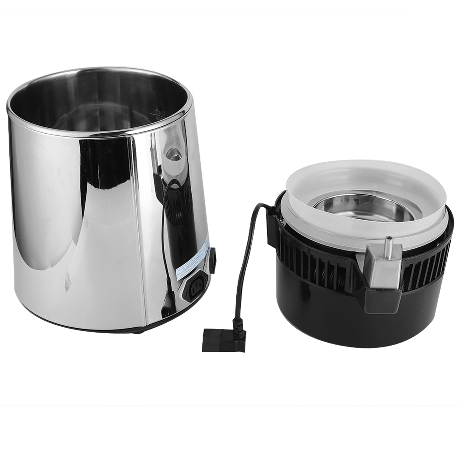 Fdit Distillateur D'eau en Acier Inoxydable 4L, Purification pour Comptoir Domestique avec Arrêt Automatique, pour Usage au Bureau (Prise UE 220V)