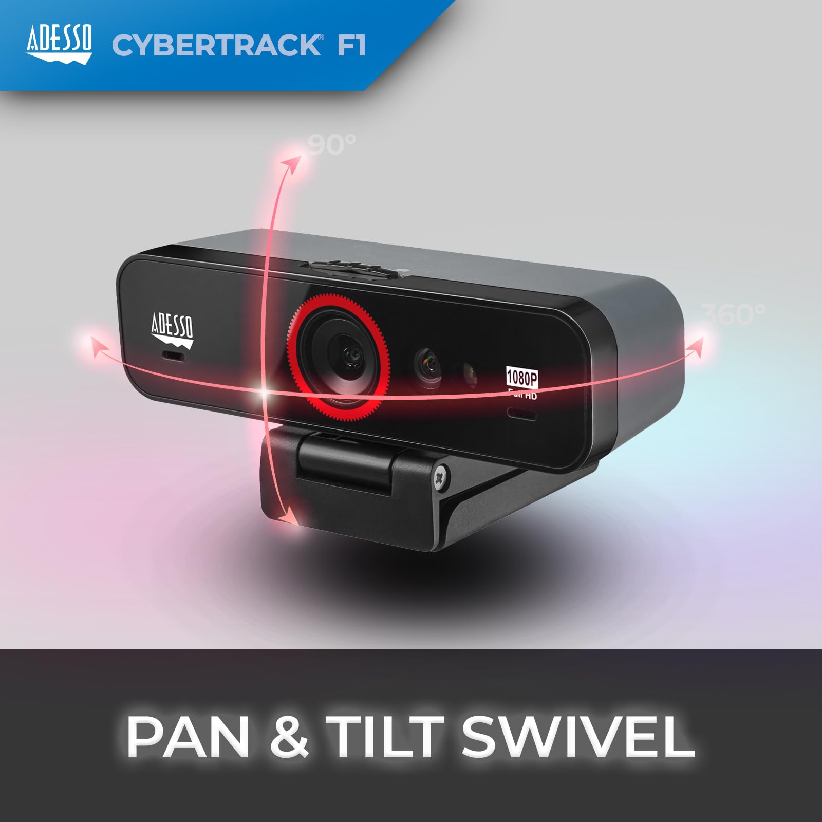 Kamera internetowa USB o stałej ostrości 1080P HD z regulowanym kątem widzenia i kompatybilnością z systemem Windows Hello z wbudowanym podwójnym mikrofonem, migawka prywatności, tryb audio/wideo, przełącznik wł./wył. i uchwyt na statyw