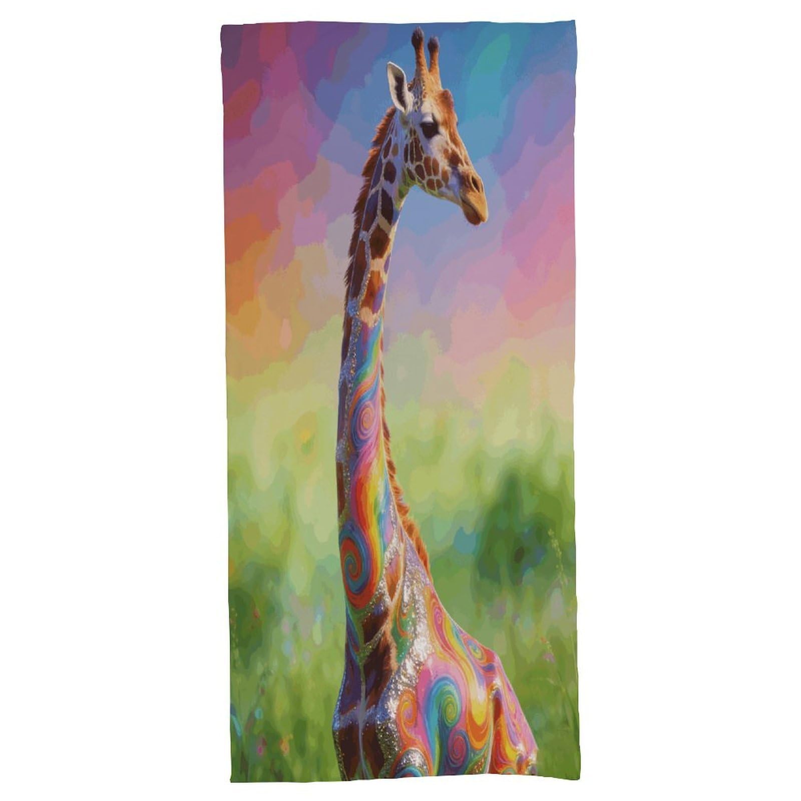 Fodpand Style Colorful Artistic Giraffe Bath Towel, Highly Absorbent & Quick Drying Beach Towel, Compact & Lightweight Pool Towel For Bathroom, Beach, Pool, Gym, Spa, And Hotel Use