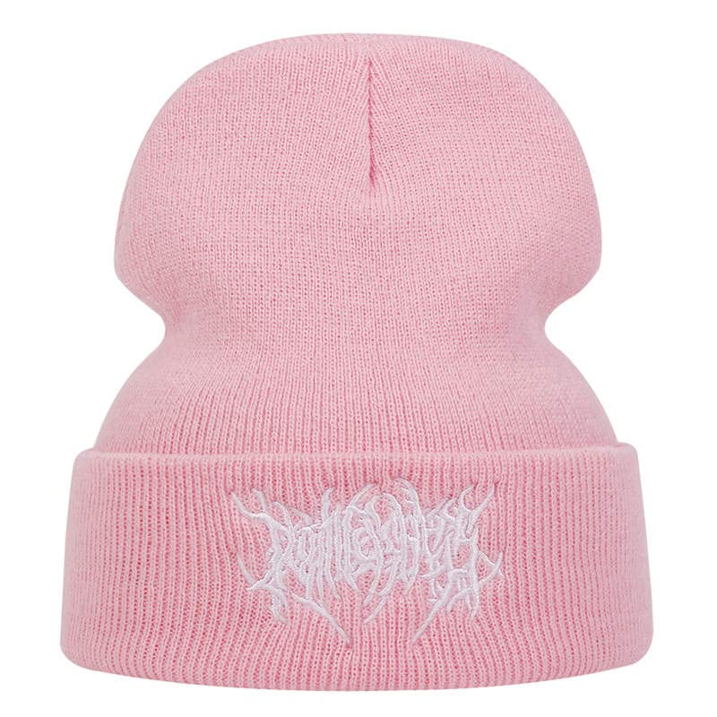 Bonnet gothique Harajuku pour homme et femme, bonnet tricoté noir punk Y2k d'hiver style streetwear