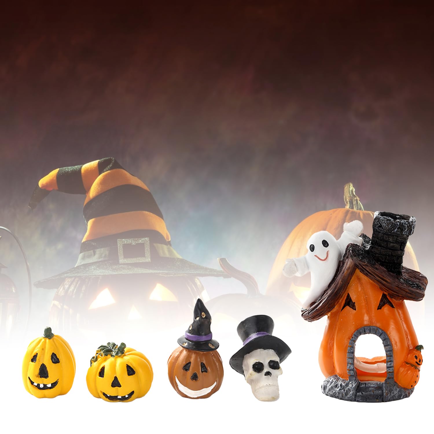 Lezevn 5pcs Halloween Fish Tank Decorations Small Pumpkin Aquarium Decoration Ornaments for Aquarium Home Outdoor Garden Decoration - Image 3