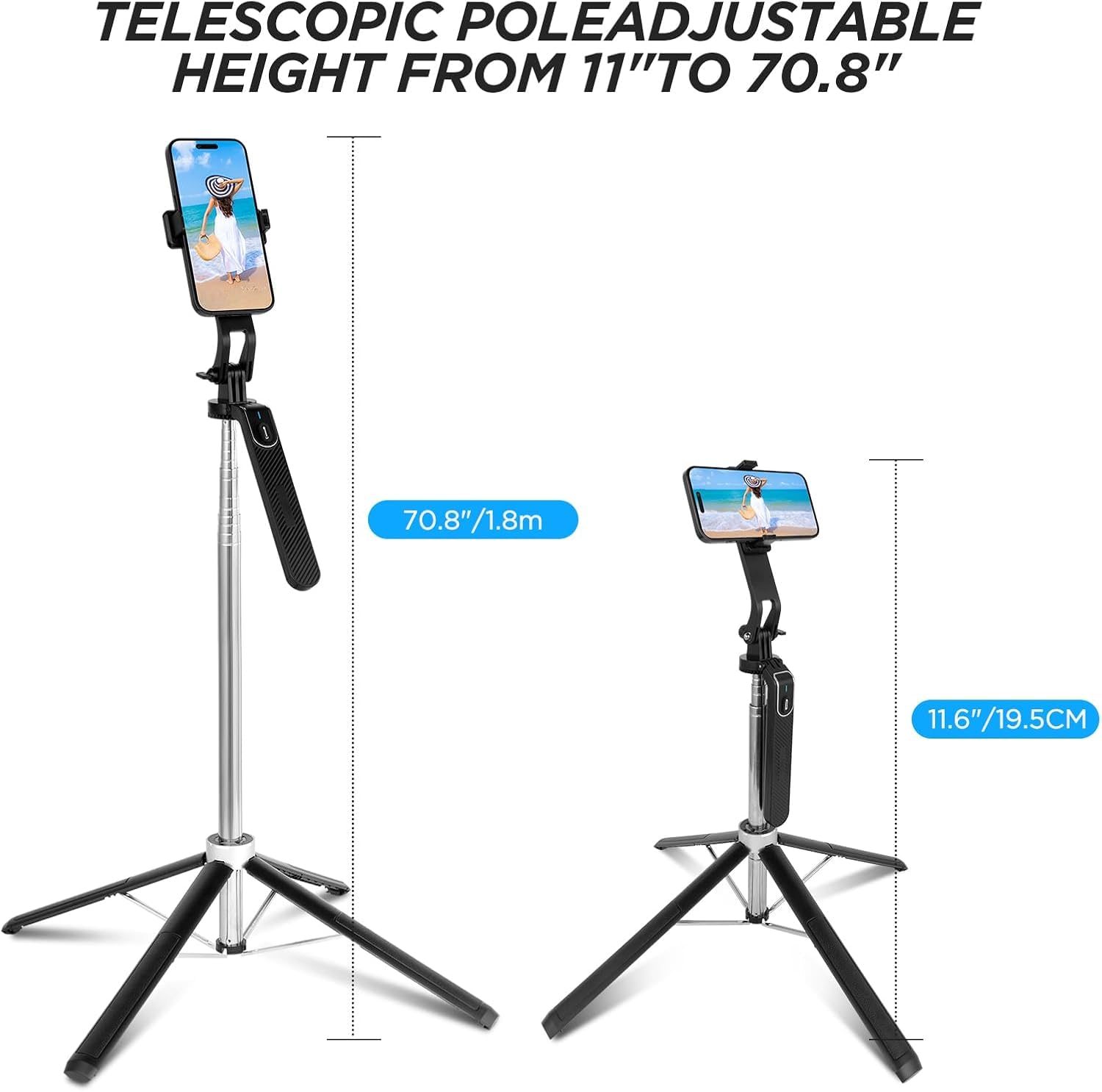 QLECT Selfie Stick Tripod - 180cm Extendable -5