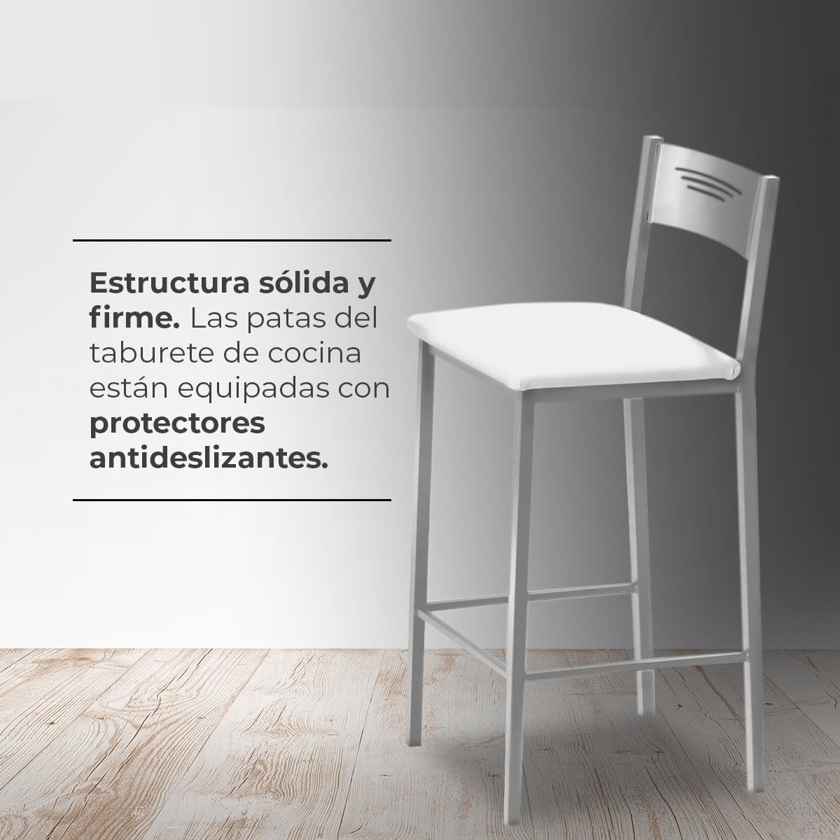 ASTIMESA Dos Taburetes Alto de Cocina 60 cms Polipiel Blanco