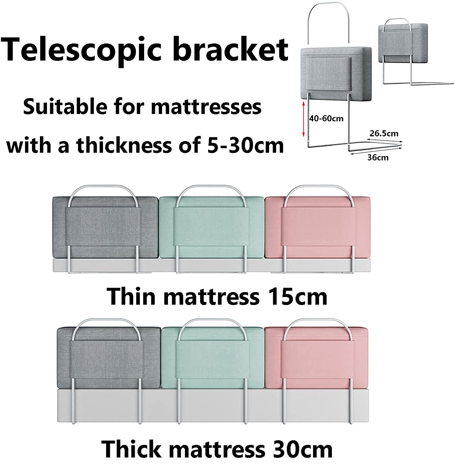 Riel De Cama De Seguridad Portátil, Riel Lateral De Protección De Altura Ajustable, Rieles De Parachoques De Seguridad Y Niños - Valla De Barandilla De Cama Anticaída(Size:60cm,Color:Rosa)