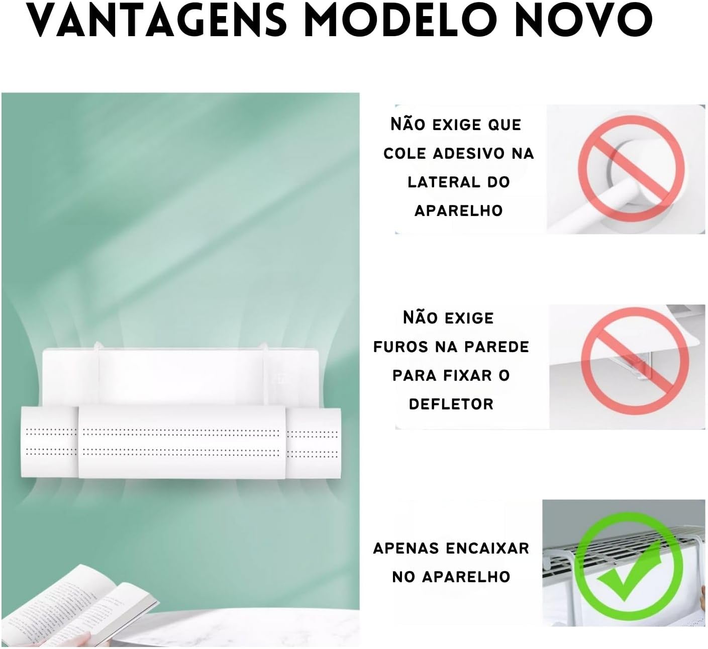 Defletor De Ar Condicionado Split Tamanho Ajustável De 70cm A 110cm Com Ajuste De Ângulo 180 Graus