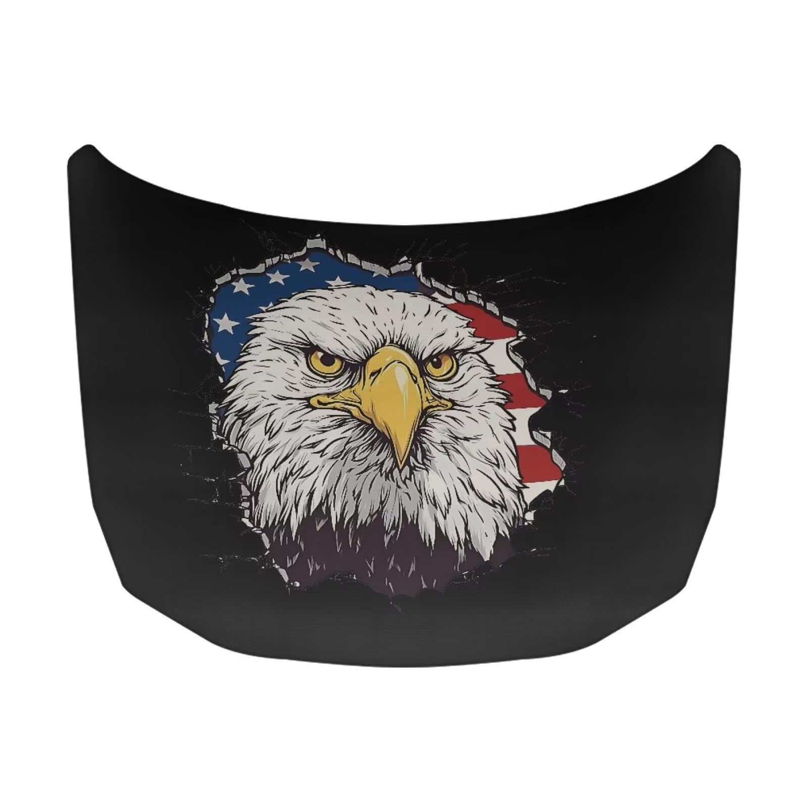 Car Hood Cover Protector 59×39 inches Stretchable Car Hood Flag Removable Automotive Accessories Fabric Eagle and American Flag Print Hood Cover All-Season Protection for Cars