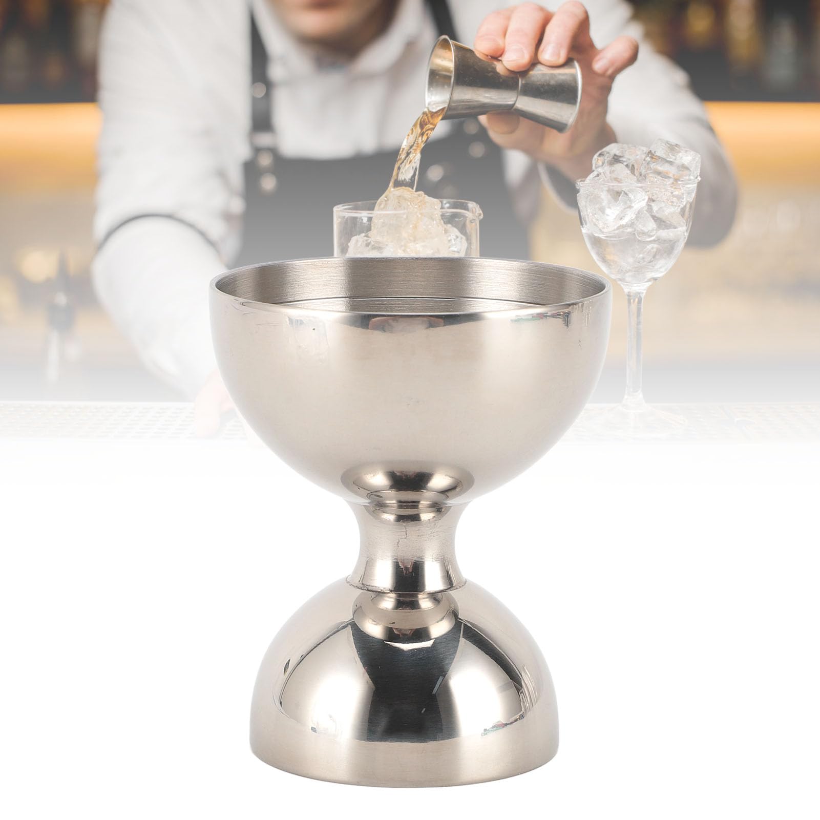 Natudeco Cocktail Measuring Cup Stainless Steel Double Shot Measure Oz Cup Liquor Jigger for Bar Party Bartender