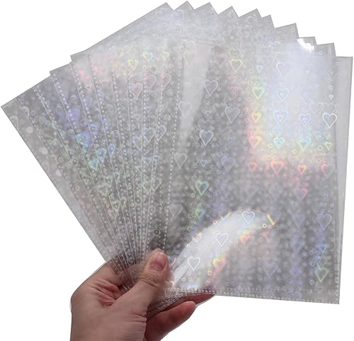 Miniatura 6 de 6 agujeros transparentes de PVC con holograma y bolsillos para archivar hojas sueltas, carpeta de documentos, protector de hojas de página de papel
