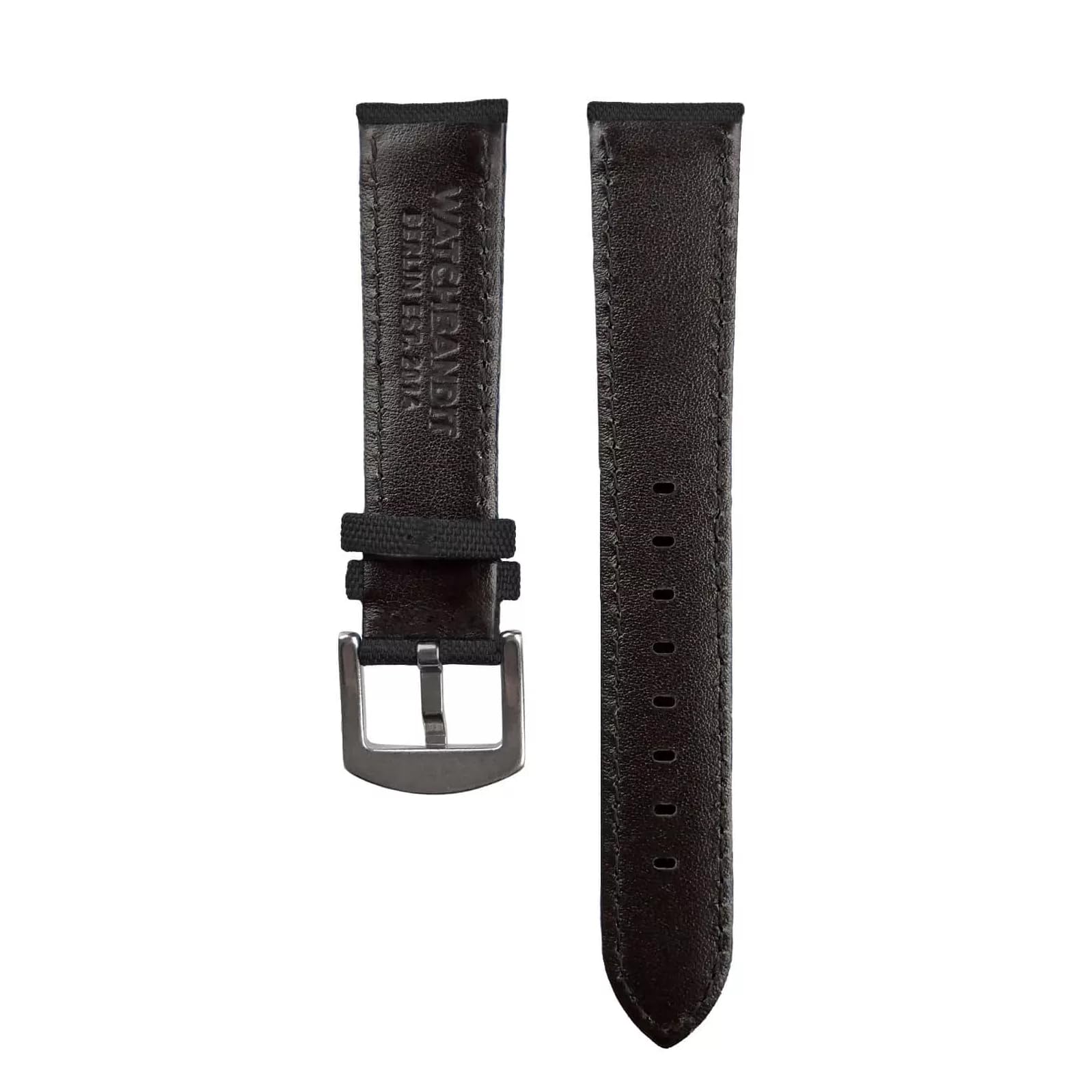 Premium Segeltuch-Uhrenarmband | 10 Farben - 18, 19, 20, 21, 22 mm - Schließe: Silber Gebürstet | Cordura, Leder | Ersatz-Armband