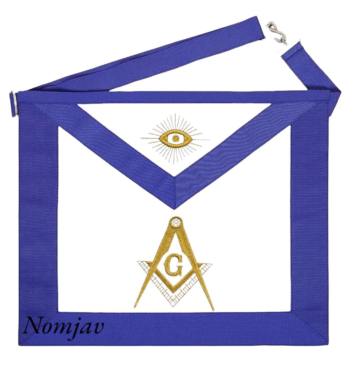 Masonic Blue Lodge Master Mason Apron embroidery with lambskin leather Metallic golden Embroidery Machine