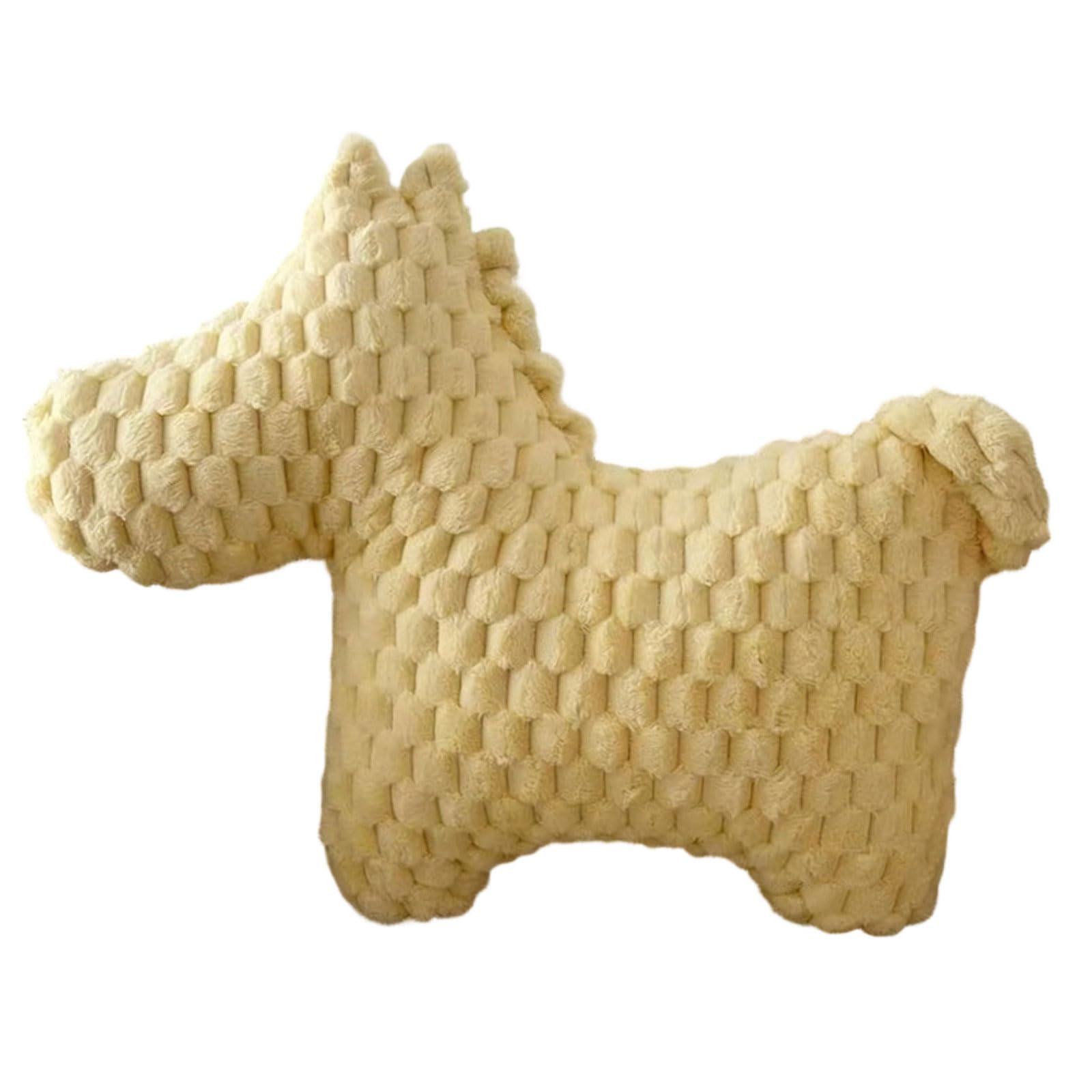 Tsophreniq Creamy Yellow Chinese Horse Shape Furry Pillow New Year Holiday Animal Stuffed Cushion Toy For Festives Home Sofa Couch Bed Decors Living Room Throw Pillow