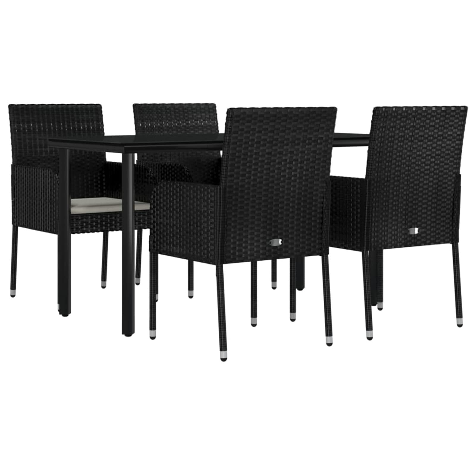 3185157 Set da Pranzo da Giardino 5 pz Nero con Cuscini in Polyrattan Testata in Legno,Testata Letto Matrimoniale Muebles Dormitorio Spalliera Letto Testiere per Letto Matrimoniale