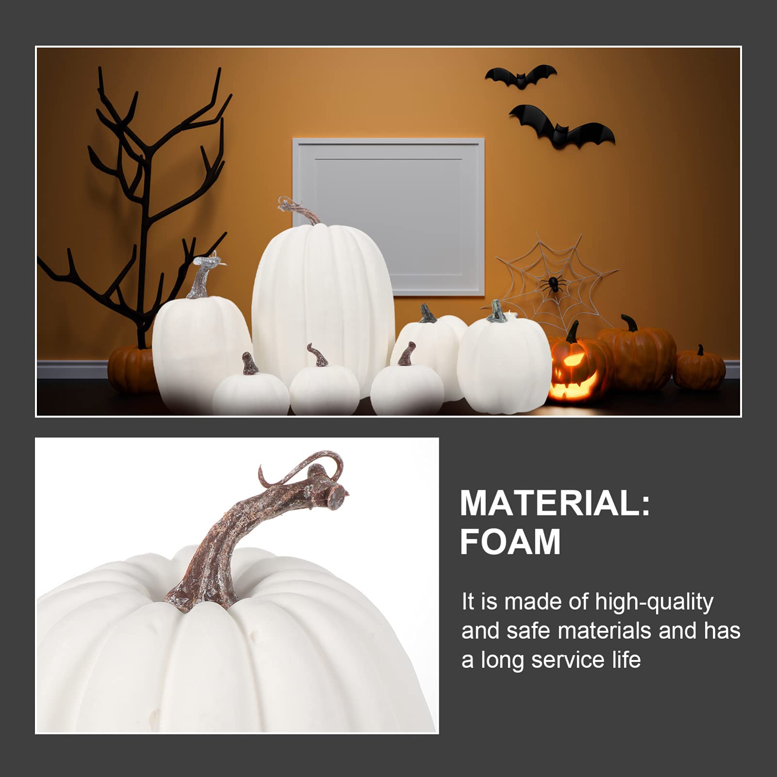 12 Citrouilles En Mousse Blanche Pour Halloween - DIY Décoration à Peindre - Tailles 6, 8, 12 Cm - Idéal Fête, Bricolage Enfant
