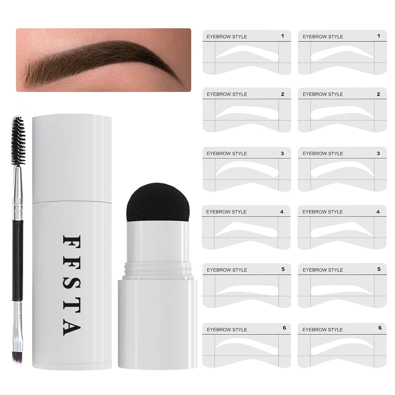 Eyebrow Stamp Stencil Kit Eyebrow Stamping Kit Perfect Brows Stamp Kit Brow Stamp Shaping Kit Brow Stamp And Shaping Kit Waterproof (1P, Dark brown) : Beauty & Personal Care