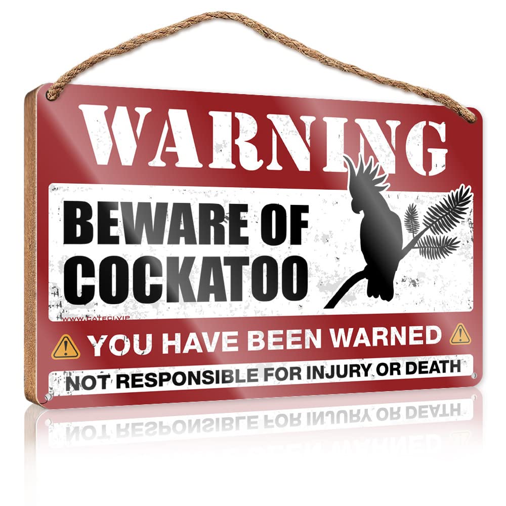 DTHA Personalized Front Door Sign Beware Of Cockatoo Wooden Sign Funny Bathroom Decor Door Sign For Bedroom(20X30CM)