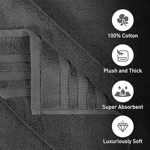 Image of MYTRIDENT Towels for Bath Large Size | Finesse Collection, 1 Piece Bath Towel | 75 cm x 150 cm | 625 GSM, Zero-Twist, Luxuriously Soft, 100% Cotton, Charcoal