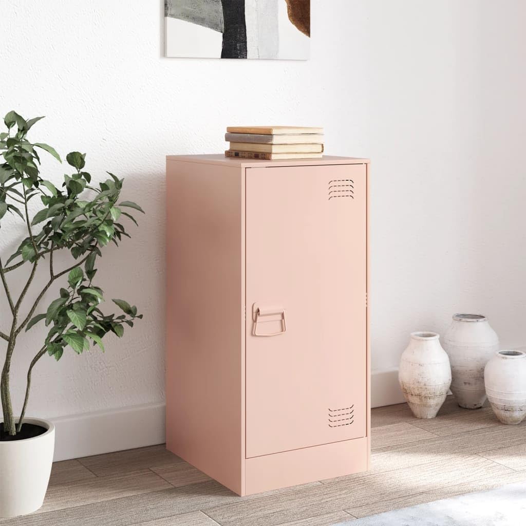 Credenza Rosa 34,5x39x73 cm Mobiletto Portaoggetti in Acciaio
