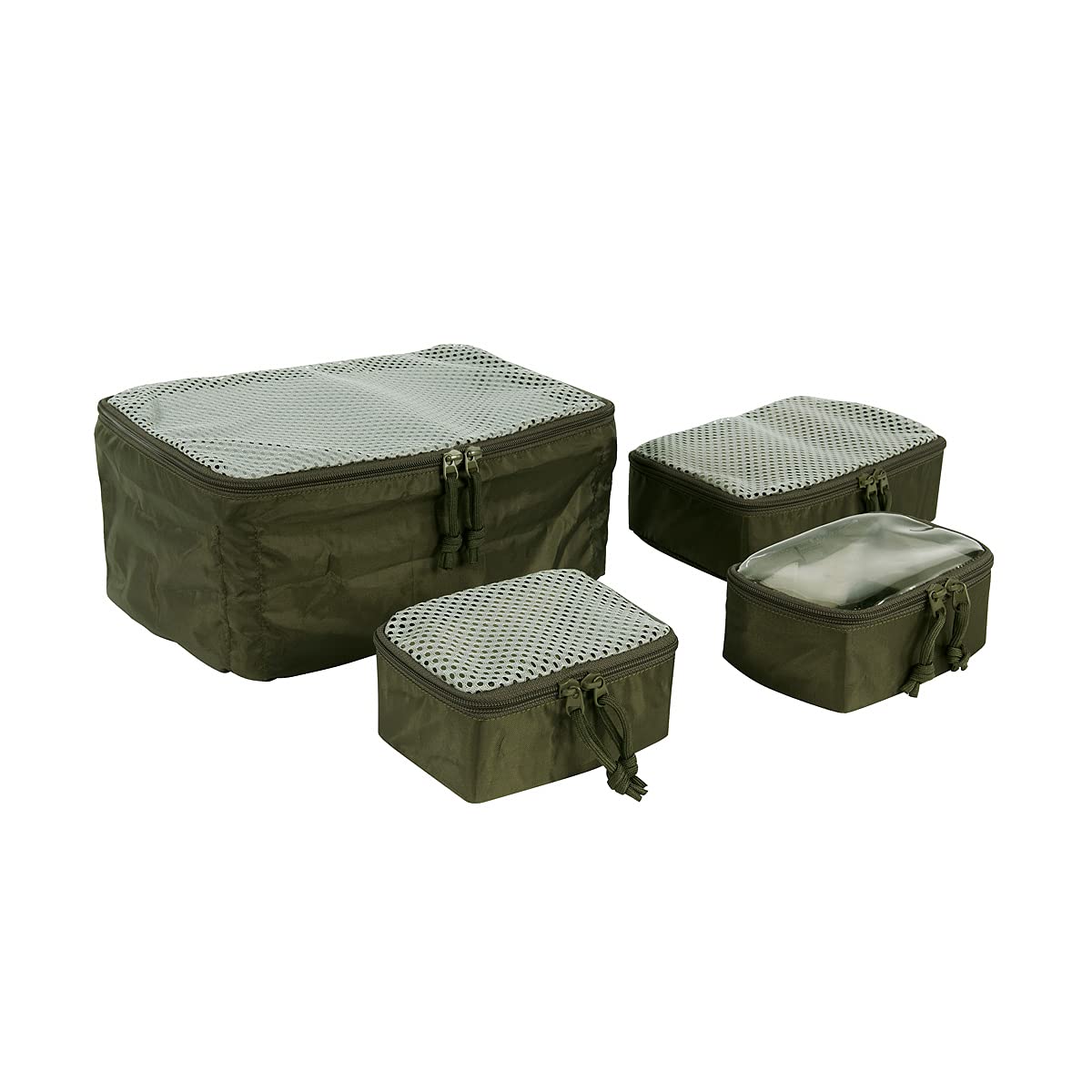 Tasmanian Tiger Modular Tactical Packing Cubes Set - Four Flexible Mesh Pouches with Modular Fastening Multiple Sizes