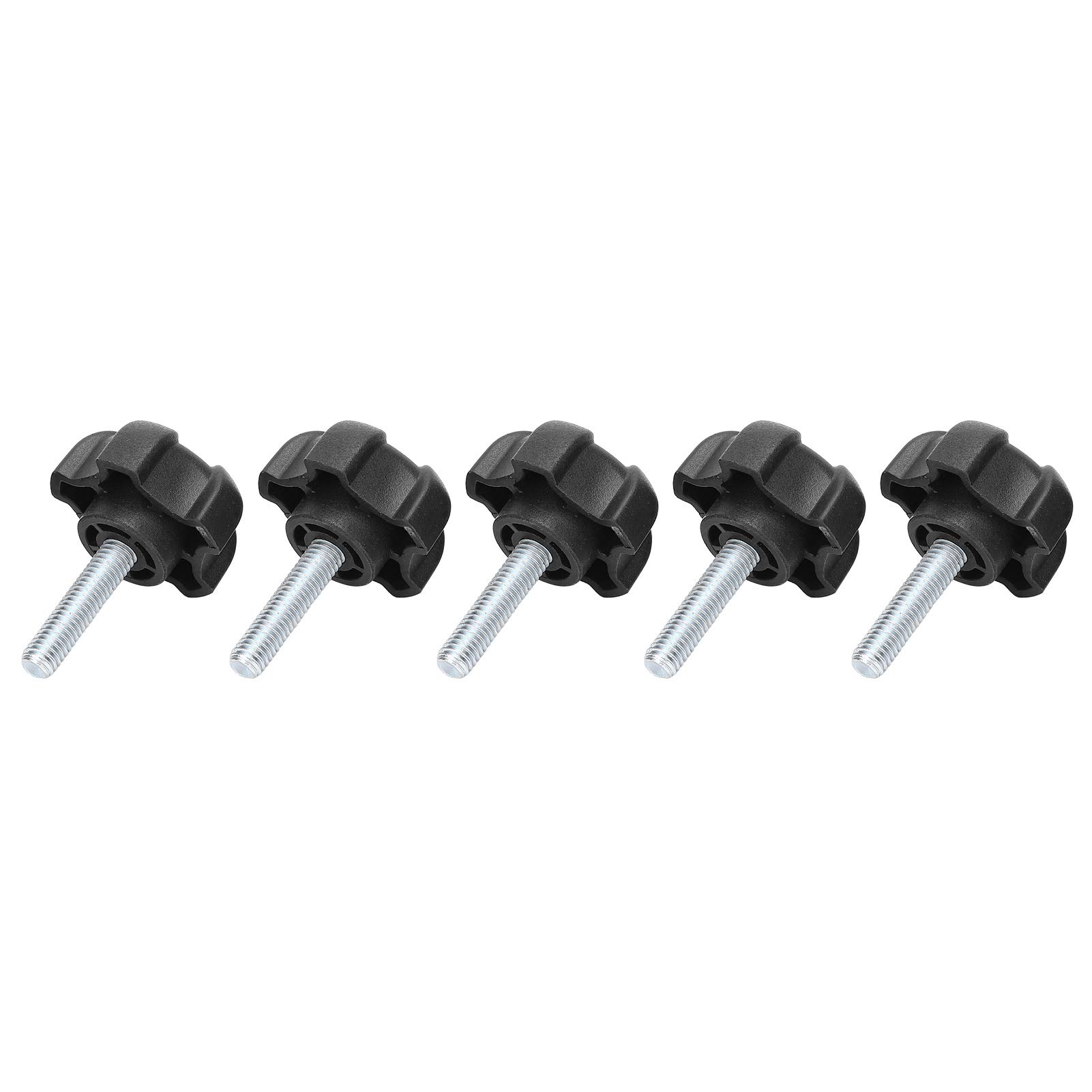 Five-Brob Knob Bolt Screw-on Type Star Knob Five-Brob Knob M6X25mm Screw-on Type Knob Clamp Knob Brick Knurl Knob Star Cap Lathe Set of 5