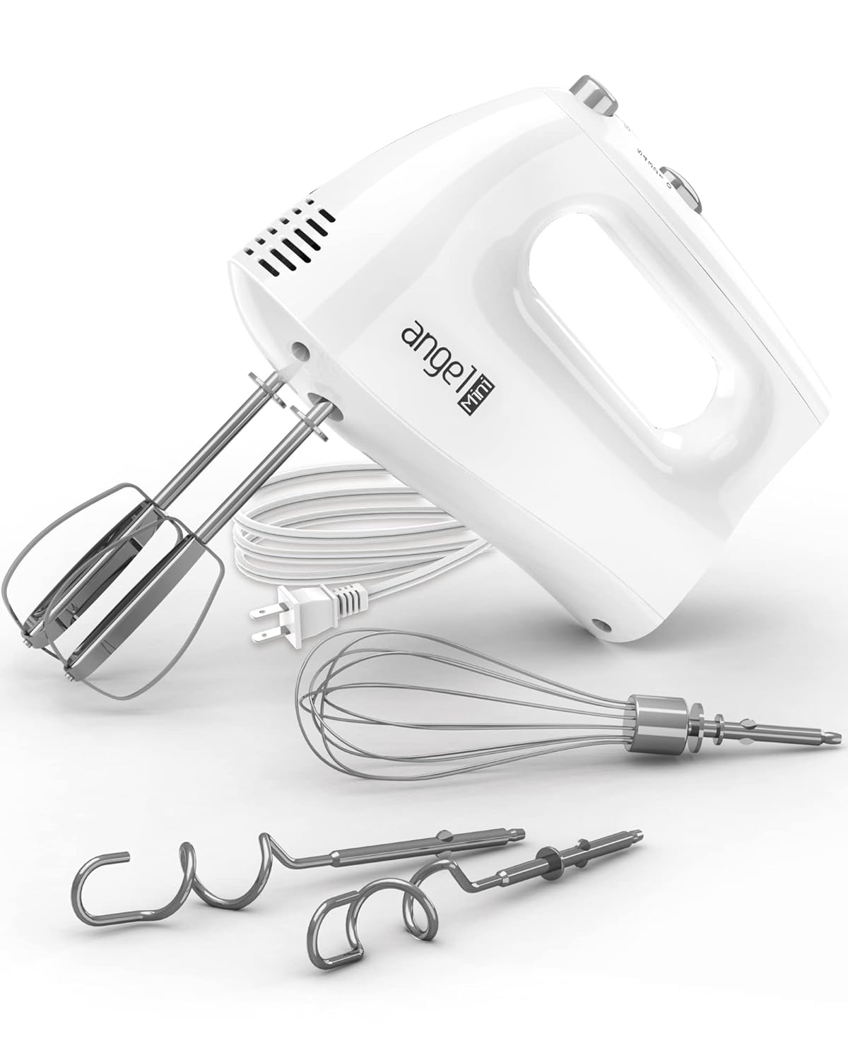 Mini Angel Hand Mixer 400W Portable Kitchen Handheld Mixer with Eject Button 5 Speed 5 Stainless Steel Accessories
