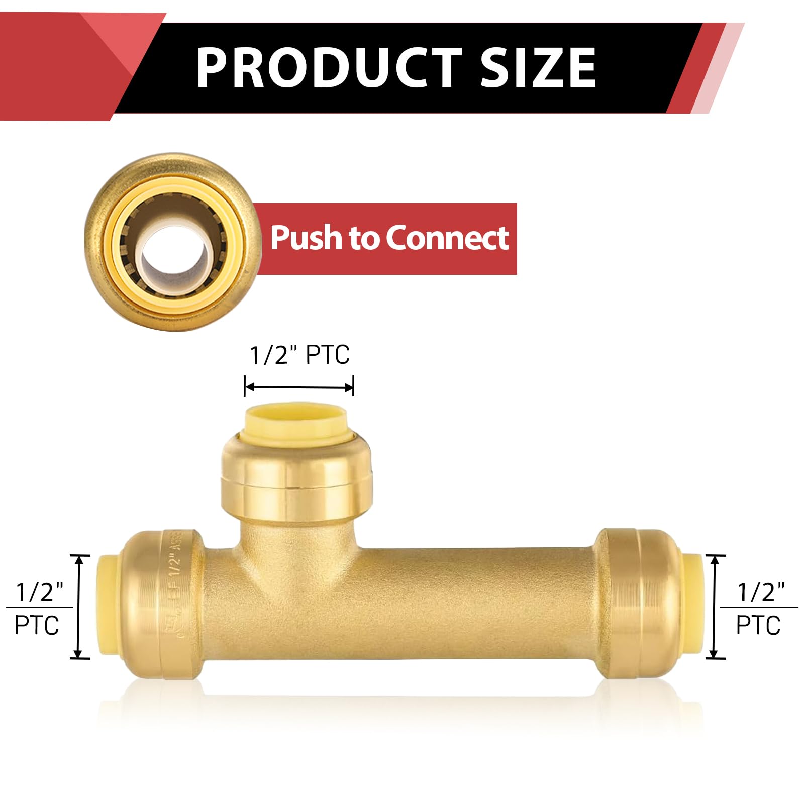 Paquete de 2 accesorios de latón EFIELD de 1/2 pulgada para conectar tubos de Pex, cobre, CPVC con un clip de herramienta de desconexión, agua potable y aplicación de calefacción hidráulica