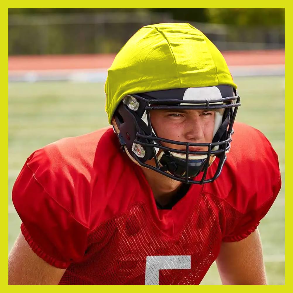 12 Housses Casque Football Américain - Extensible - Jaune - 40x15 Cm