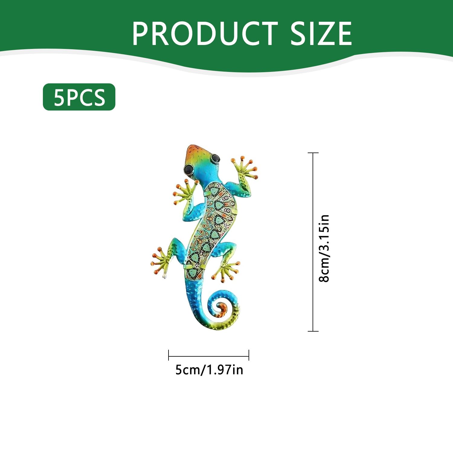 wellrun 5PCS Acrylic Gecko Wall Decor,Lizard Wall Art Hanging Ornaments,Outdoor Garden Fence Decorations for Backyard Porch Patio — view 2