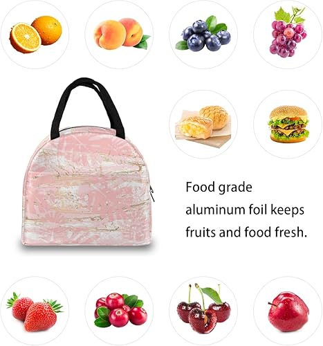 Miniatura 7 de Pink White Gold Lunch Tote Bag for Women Adult Men Grunge Insulated Lunch Box Small Leakproof Cute Lunchbox Cooler Bag Reusable Lunch Bag for Work