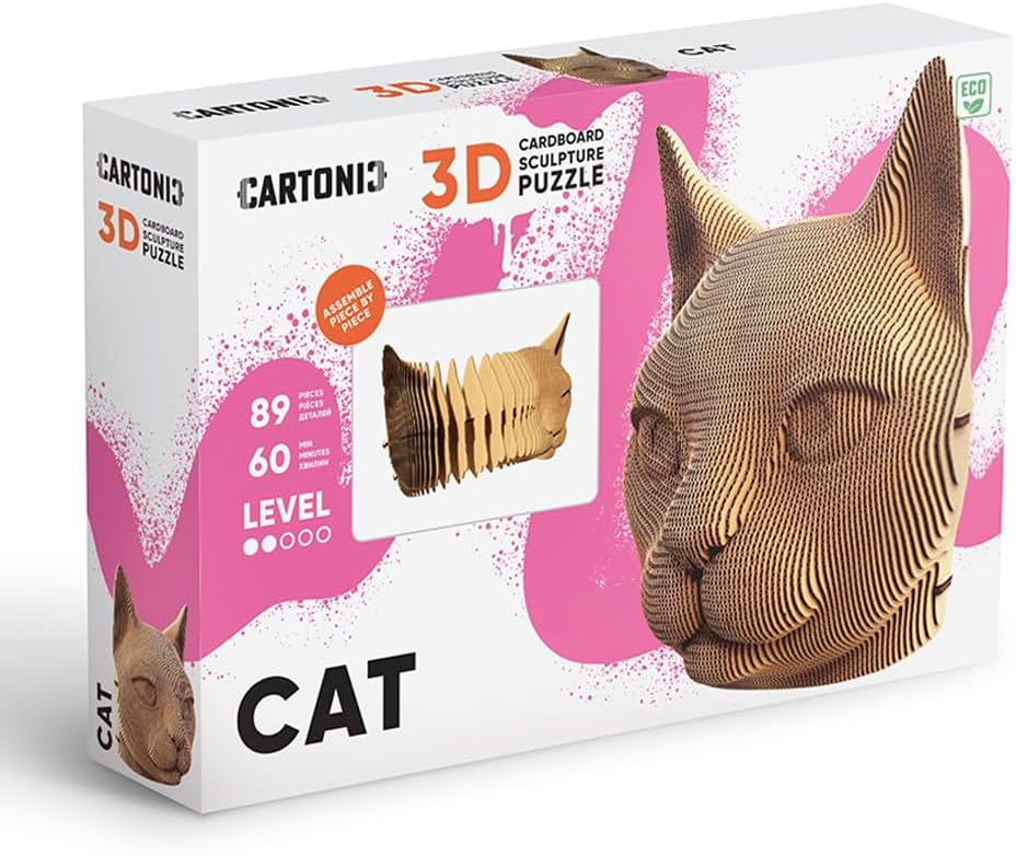 3D Puzzle Model Kit – Unique Gift for Teens, Adults, Kids, Women, Men - 3D Puzzle Turns Into Charming Home Decor (Cat)