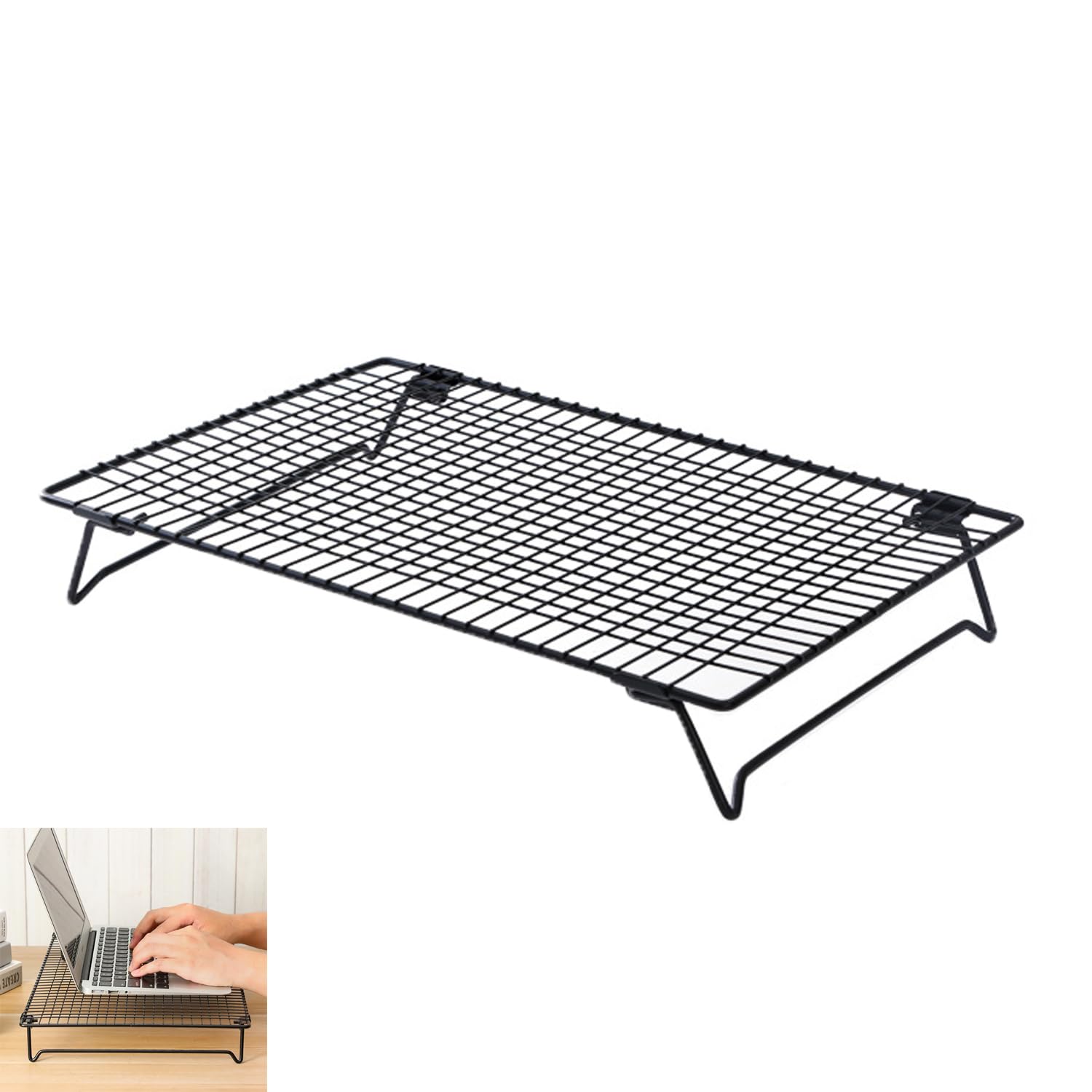 Photo 1 of UtySty Laptop Stand Low Profile Metal Foldable Laptop Riser Holder Ventilated Cooling Computer Notebook Stand for MacBook Air Pro MBA Computer Desktop Monitor Printer Mini PC Raise Screen to Eye Level