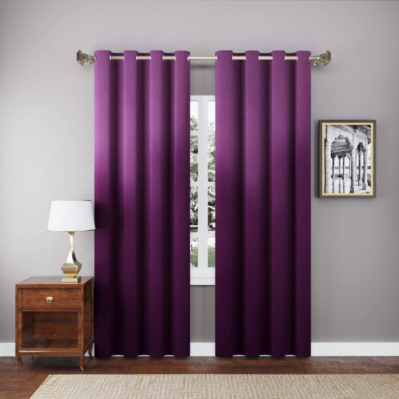 Dashing Fabrics High Sofa Quality Velvet Grommet Room Darkening Eyelet Long Door Curtains | Curtains for Living Room - Set of 2 Pieces (9 Feet, Purple)…