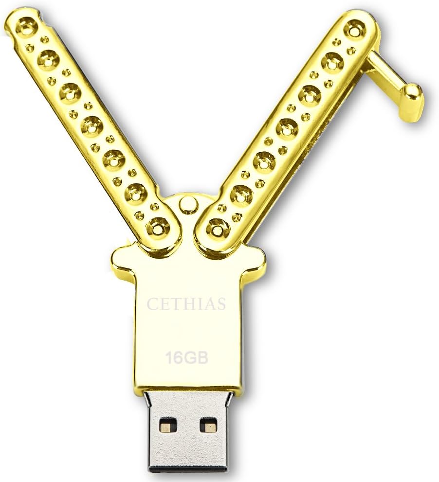 USB Flash Drive 16GB, Metal Butterfly Knife Shape Designed Memory Stick USB Flash Disk Gift(Gold) New