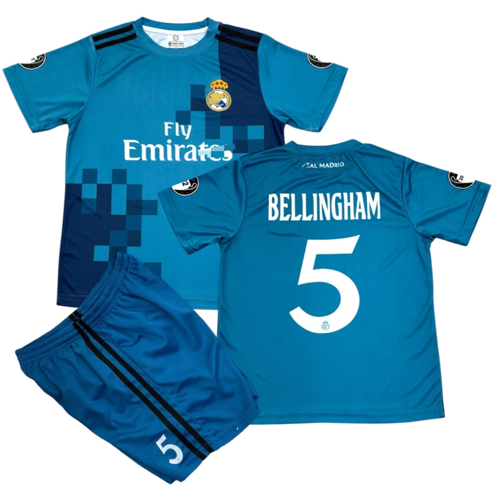 New Season Rayal Madrid Football Jersey Madrid BELLINGHAM #5 jersey Soccer Uniform fan football kit with Short Kids and Youth Sizes.