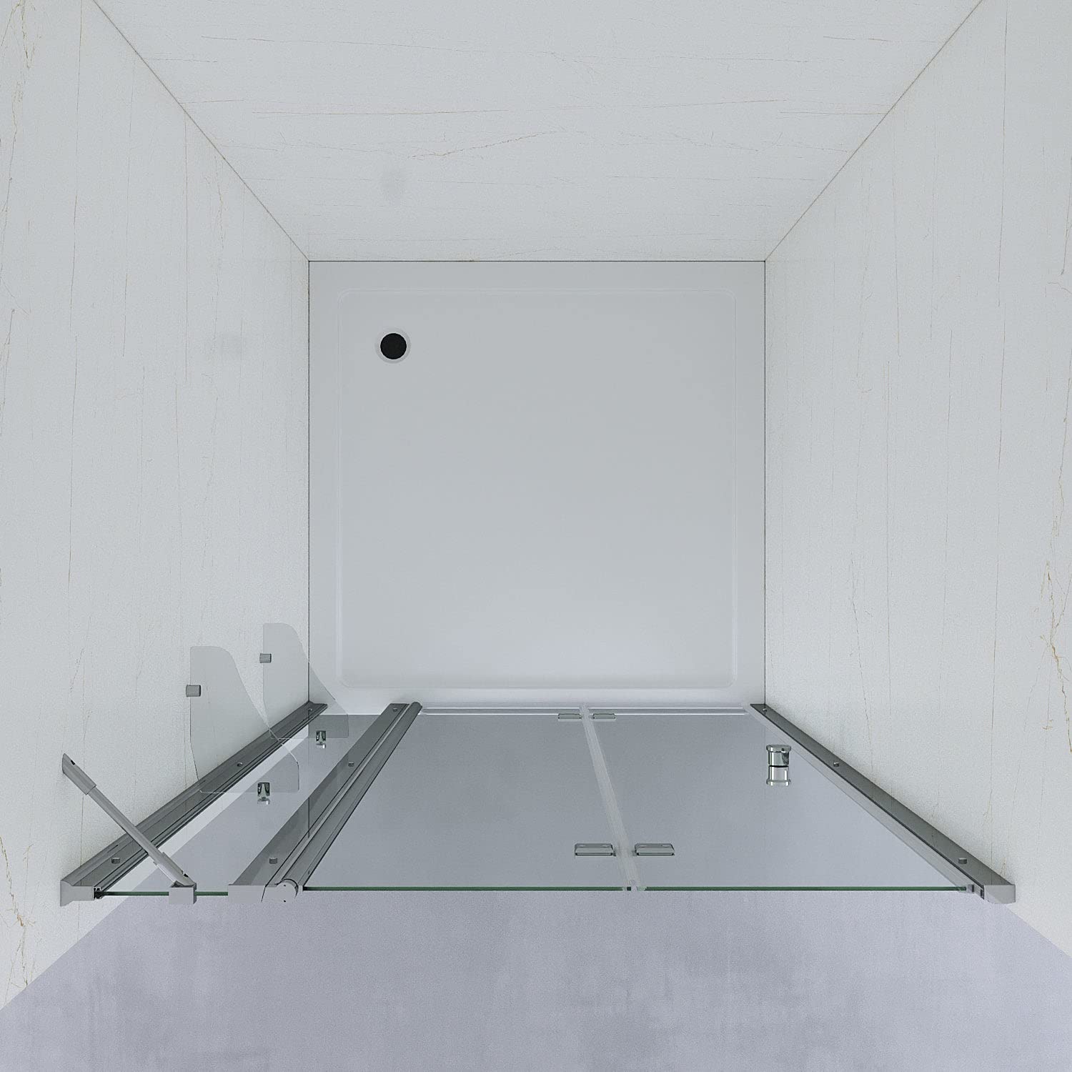 Duschtür Nische faltbar Falttür Nischentür Dusche 95 cm Duschabtrennung Glas Pendeltür Schwingtür Duschkabine mit Duschablage aus 5mm ESG Sicherheitsglas Verstellbereich von 93-96 cm Höhe 187 cm