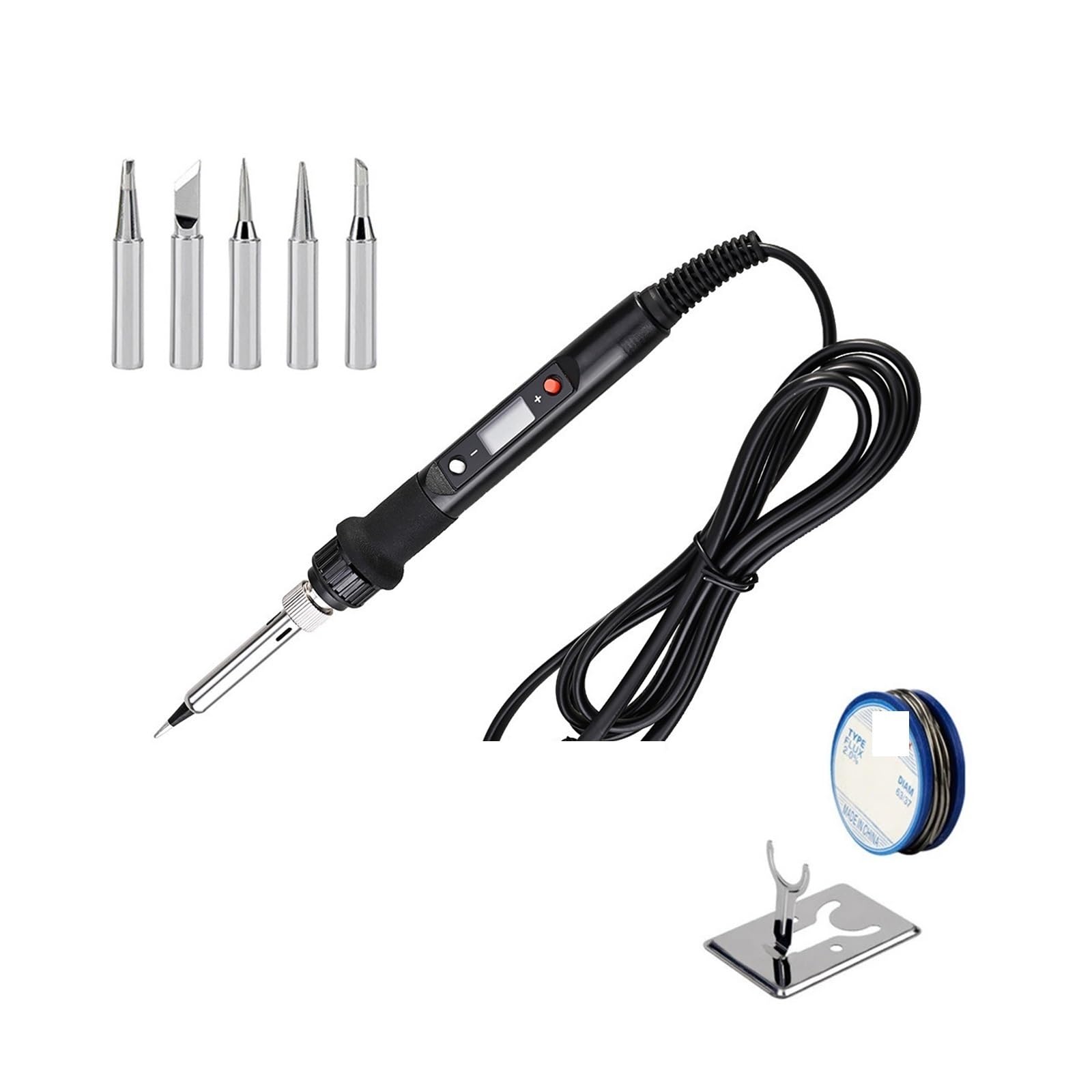 Kit saldatore elettrico Temperatura digitale ， Strumento di saldatura regolabile ， Strumenti for punte di ferro for saldatura(Black SET-2)