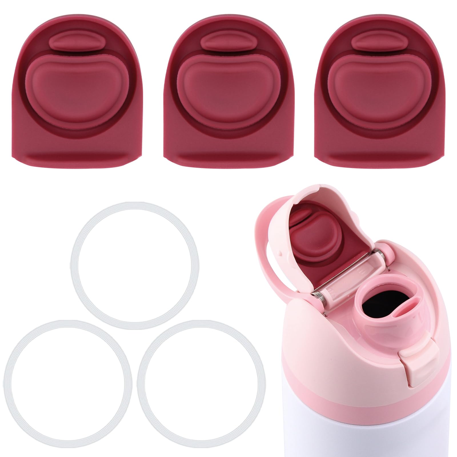 ZONBBEE 3 Sets Replacement Stopper and O Ring Gasket Compatible with Owala FreeSip 24oz 32oz,Water Bottle Lid Insert Cap Silicone Seal Parts for Owala 16/19/24/32/40oz Mouthpiece Accessories AEB1