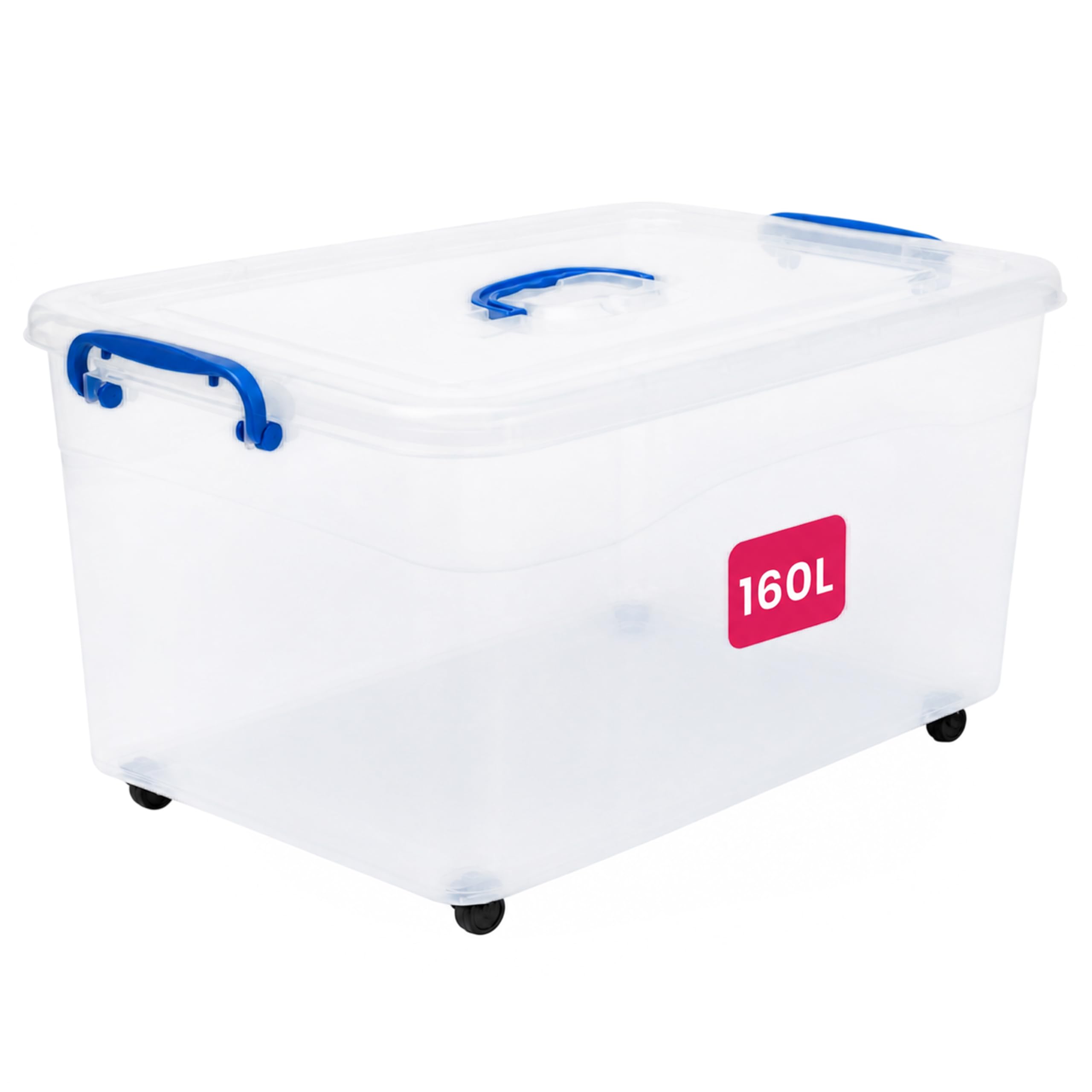 STL 160L Storage Boxes with Lids And 4 Wheels, Clip-Lock Lid, Stackable Clear Plastic Storage Containers With Lid For Home, Kitchen, Moving, Garage & Office โ image 1