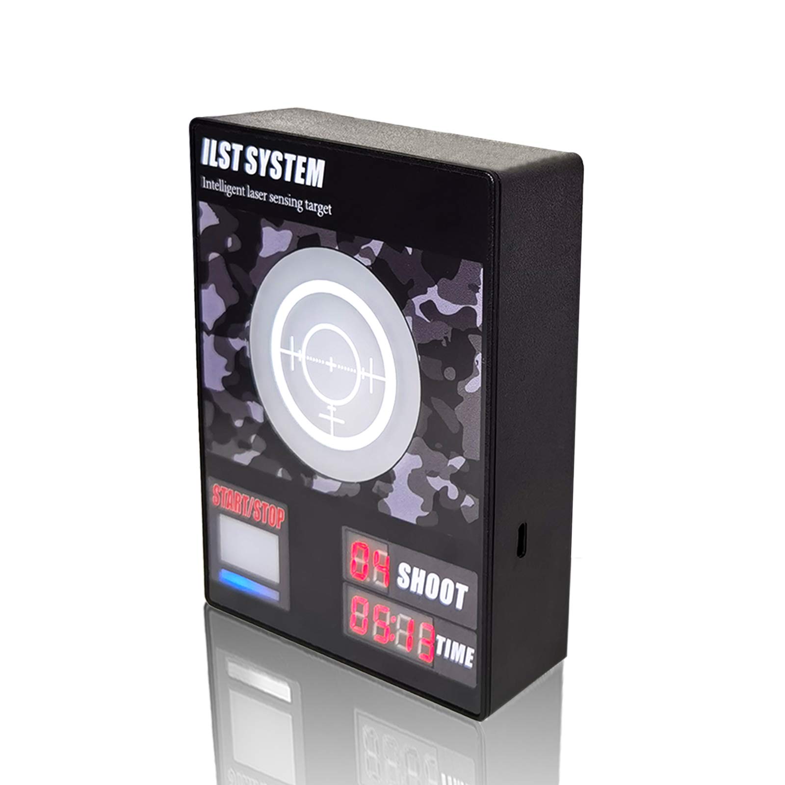 Indicatore del sensore laser, tempo di visualizzazione e numero di colpi, viene fornito con 3 modalità di registrazione, compatibile con la maggior parte delle pistole laser (batterie non incluse