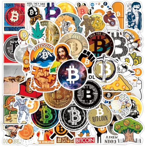 Adesivi Bitcoin, 2 x 50 Pezzi Bitcoin Stickers, Adesivi Valuta