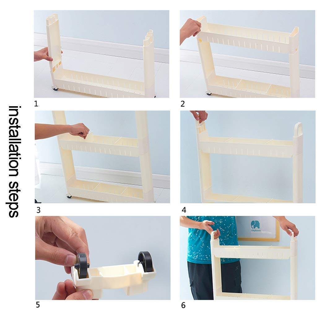 Chariot De Rangement Étroits Sur Roues – 10 Cm Large, Multi-Étages (2/3/4 Paniers), Idéal Cuisine, Salle De Bain, Chambre – Plastique Robuste & Mobile