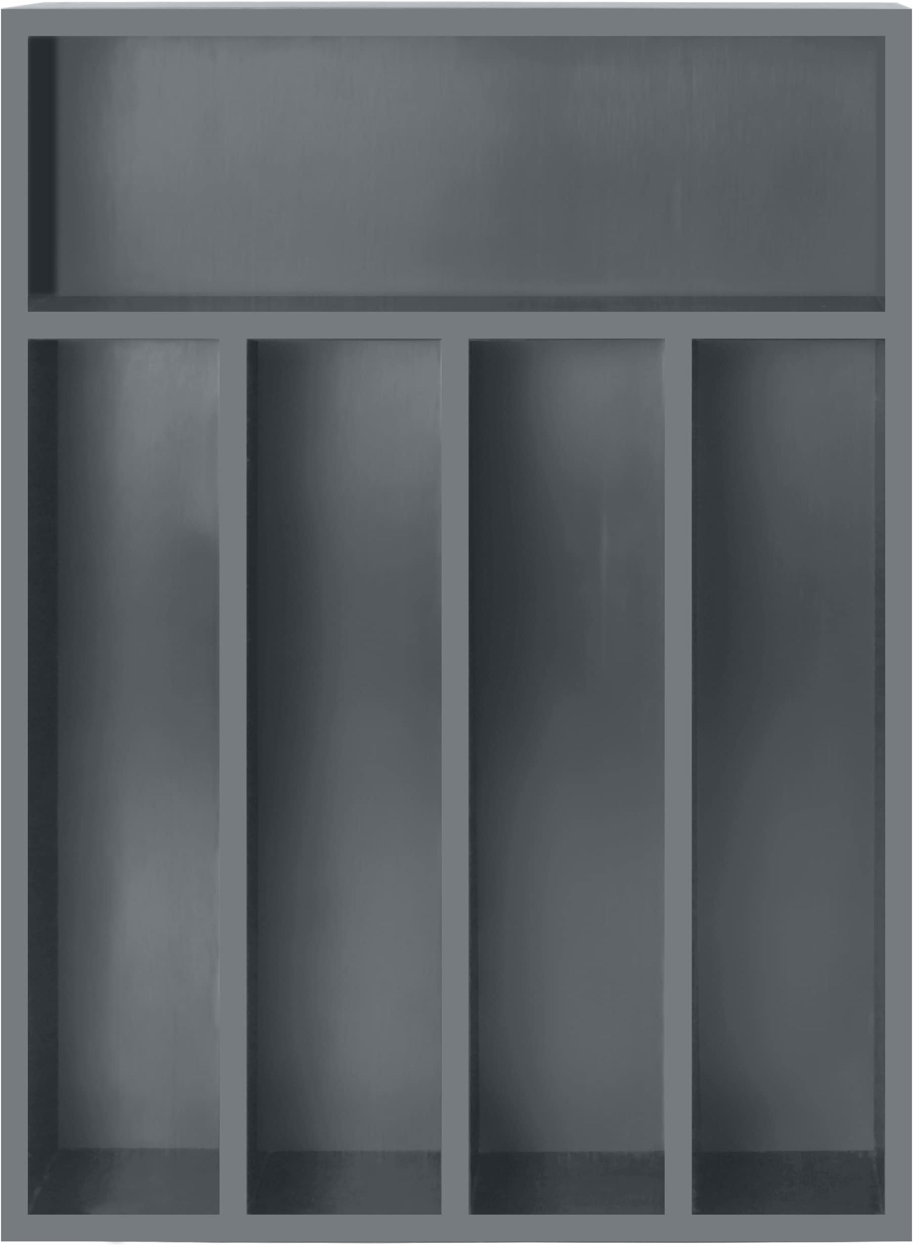 Utopia Kitchen Silverware Organizer, Bamboo Utensil Drawer Organizer for Cutlery, Utensils & Flatware (5 Compartment, Grey) Pack of 1