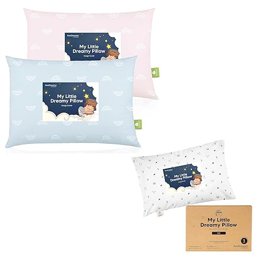 KeaBabies Paquete de 2 almohadas para niños pequeños y almohada pequeña con funda de almohada, almohadas suaves de algodón orgánico para dormir, 9 x
